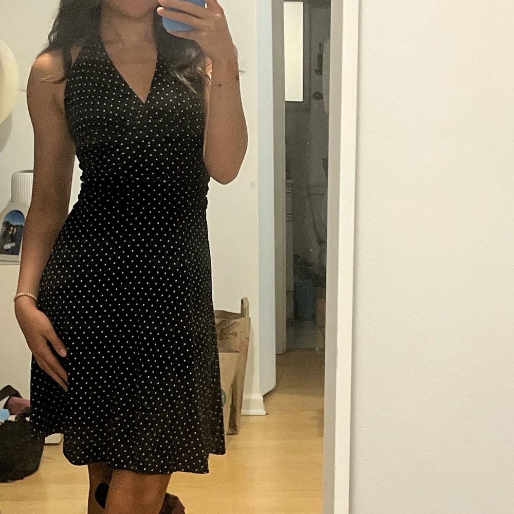 BCBGMaxAzria Black and White Polka Dot Mini Dress